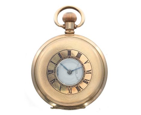 Dimier Freres & Co. gold plated half hunter lever pocket watch, signed movement, the dial branded 'Kay's Keyless ''Triumph'''