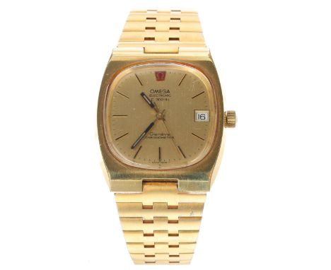Omega Genéve Electronic Chronometer f300Hz gold plated and stainless steel gentleman's wristwatch, reference no. 198.0070.169