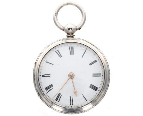 Victorian silver rack lever pocket watch, Chester 1877, the fusee movement signed John Wood, Liverpool, no. 3015, with engrav