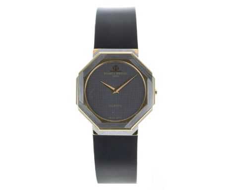 Baume & Mercier Quartz octagonal bicolour lady's wristwatch, circular black dial, case no. 57xx 01x 1390xxx, Baume & Mercier 