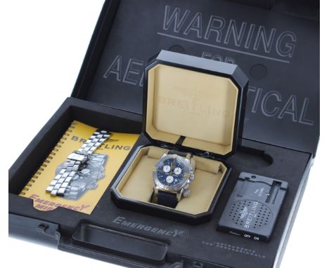 Breitling Emergency Mission Chronograph stainless steel gentleman's wristwatch, reference no. B73321, serial no. 616xxx, gold