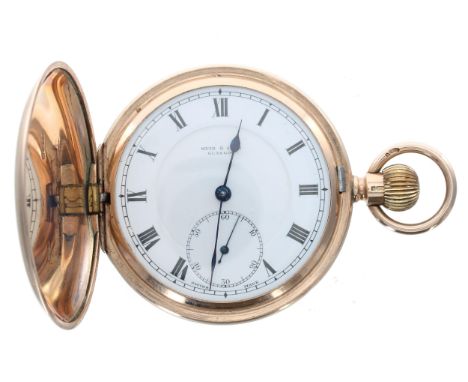 Early 20th century 9ct lever hunter pocket watch, Chester 1909, unsigned 17 jewel adjusted movement, the dial branded 'Muir &