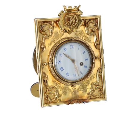 Interesting gilt metal and tortoiseshell strut timepiece, the fusee movement signed Fras Risdon, London, no. 736 with pierced