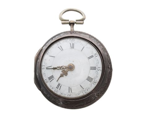 George III silver repoussé pair cased verge pocket watch, London 1783, the fusee movement signed Josephson, London, no. 16832