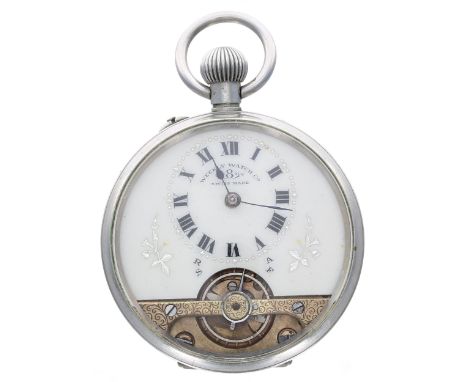 Weekly Watch Co. 8 days lever nickel cased pocket watch, the signed dial with visible balance, 48mm-Movement - currently func