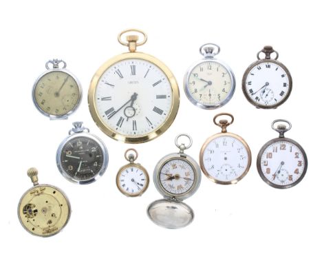 Smiths oversized pocket watch, 89mm; together with a Smiths Empire chrome cased pocket watch for repair; Ingersoll chrome cas