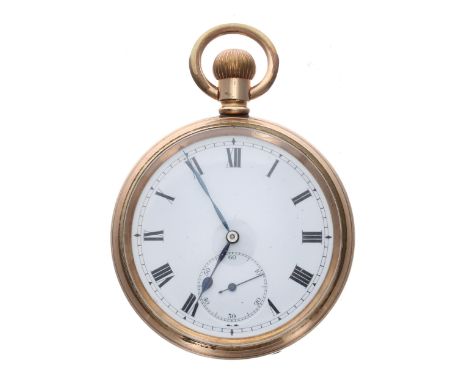 Swiss gold plated lever pocket watch, 17 jewel adjusted movement, no. 33814, the dial with Roman numerals, minute track and s