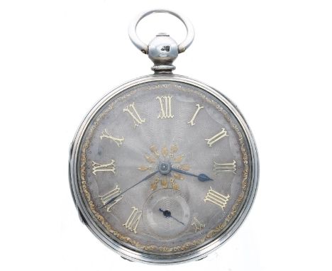 Victorian silver fusee lever pocket watch, London 1870, the movement signed W. H. Beech, Brindley Ford, no. 23969, with flora
