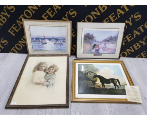 4 FRAMED PICTURES INCLUDING MARSKE COLOUR REPRODUCTION BY AUSTIN MILES LIMITED EDITION 64 OF 350,  LITHOGRAPH PORTRAIT OF BOY
