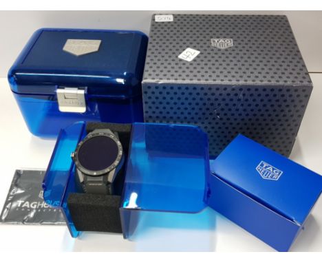 TITANIUM TAG HEUR WRISTWATCH, CONNECTED DIGITAL QUARTZ GREY AND BLACK STRAP, BOX ONLY
