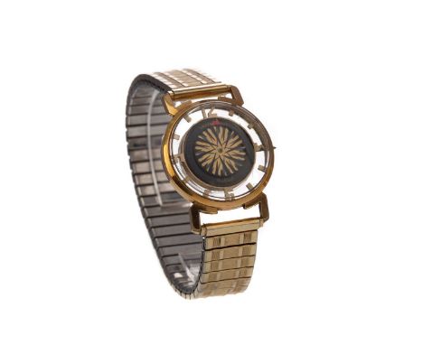 ERNEST BOREL KALEIDOSCOPE COCKTAIL GOLD PLATED MANUAL WIND WRIST WATCH,the openwork case with central kaleidoscope aperture, 