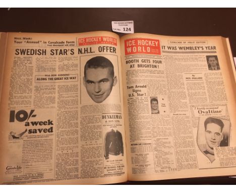 Ice Hockey : Ice Hockey World Newspaper - superbly bound - great condition from No. 333 29/09/1956 - No. 394 03/05/1958 - nic