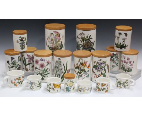 A mixed group of Portmeirion Botanic Garden pattern tablewares, including plates, dishes, cups and saucers, bowls and fourtee