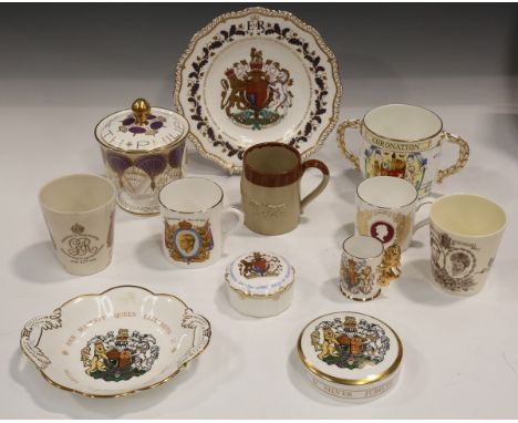 A large group of Royal commemorative ceramics, mostly 20th century, including a Royal Crown Derby limited edition plate celeb