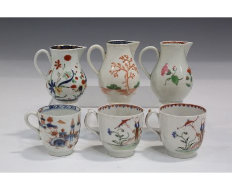 A Worcester sparrow beak jug, circa 1775, painted in coloured enamels with two Chinese figures, the rim interior with an unde