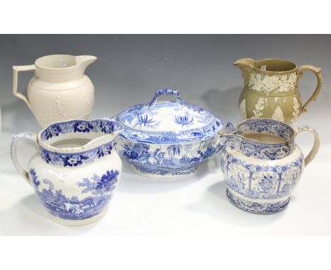 A Clews blue printed soup tureen and cover from the Indian Sporting Series after Spode, circa 1818-34, the tureen decorated w