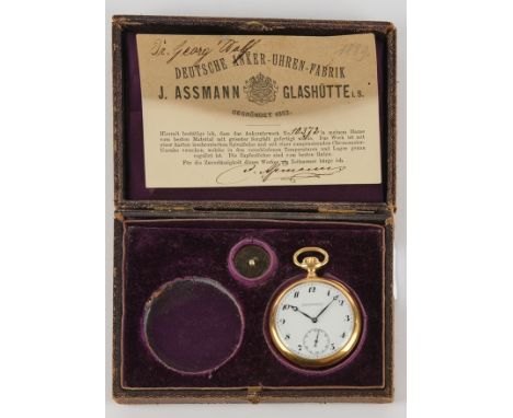 Patek Philippe, Taschenuhr, Schweiz, um 1910, Gehäuse GG 750, Zifferblatt mit arabischen Ziffern, kleiner Sekunde bei der "6"