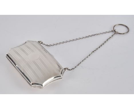 Geldtäschchen, Silber 925, Birmingham, 1920, W. H. Haseler Ltd, guillochiert, schauseitige Rundreserve, Druckschließe, innen 