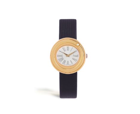 A LADY'S 18K GOLD 'POSSESSION' WRISTWATCH, BY PIAGET 4-jewel quartz Cal-157P movement, silvered engine dial with Roman numera