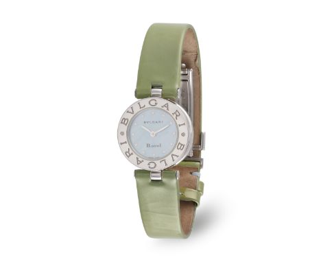 A STAINLESS STEEL 'B-ZERO 1' BRACELET WATCH, BY BULGARI, CIRCA 2002 4 jewels quartz movement, the circular blue mother-of-pea