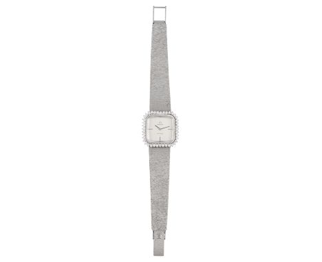 A LADY'S 18K GOLD AND DIAMOND-SET COCKTAIL WATCH, BY OMEGA, CIRCA 1965 17-jewel Cal.485 manual wind movement, square silvered