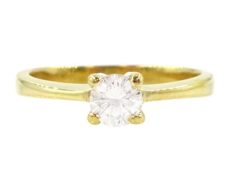 18ct gold single stone round brilliant cut diamond ring, diamond approx 0.40 caratCondition Report:Approx 3.4gm, size M, appr