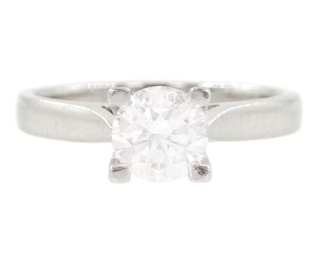 Platinum single stone round brilliant cut diamond ring, hallmarked, diamond approx 0.65 caratCondition Report:Approx 4.55gm, 