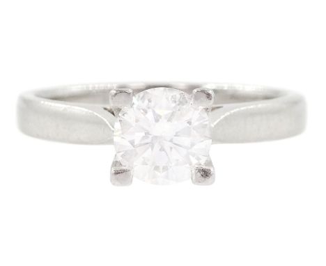 Platinum single stone round brilliant cut diamond ring, hallmarked, diamond approx 0.65 caratCondition Report:Approx 4.55gm, 