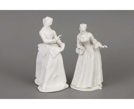 2 NYMPHENBURG Porzellanfiguren "Julia" und "Isabella" aus der Commedia dell'Arte 20. Jahrhundert, Entwurf FRANZ ANTON BUSTELL