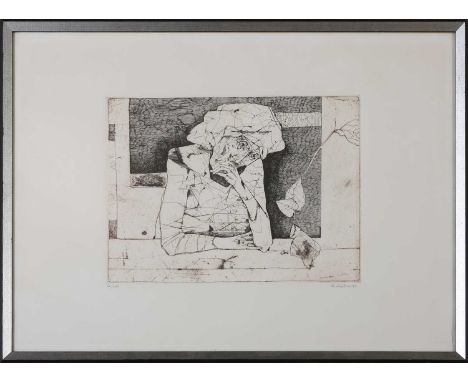 KARL PLATTNER (1919 Mals - 1986 Mailand) Radierung, "Frau mit Zweig" (1975), unten rechts in Bleistift signiert "K. Plattner"