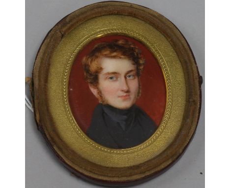 A Regency oil on ivory miniature, portrait of a gentleman