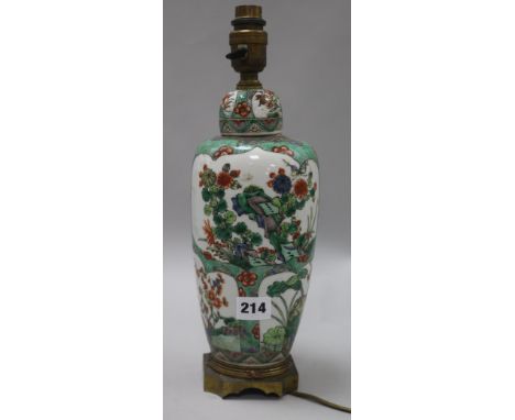 A Chinese famille verte table lamp