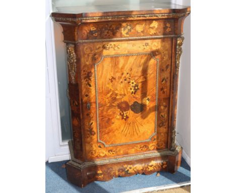 A Victorian walnut and marquetry pier cabinet, H.107cm