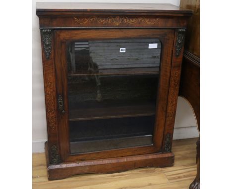 A Victorian inlaid walnut pier cabinet, W.81cm