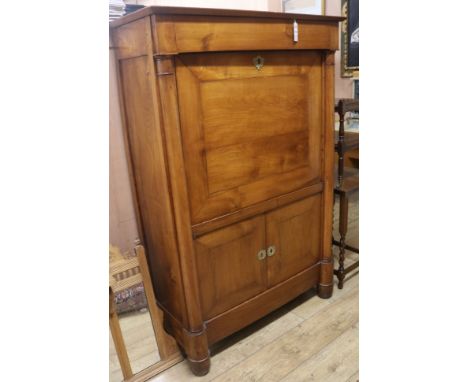 A Northern European birch secretaire cabinet, 19th century, W.98cm