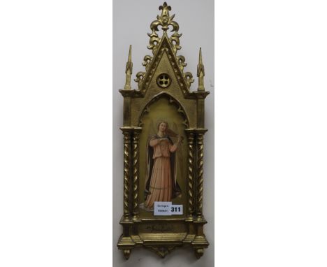 An Arundel Society print in gilt gothic frame overall 58 x 20cm.
