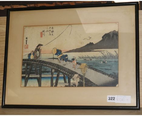 A Japanese woodblock print 21.5 x 34cm.