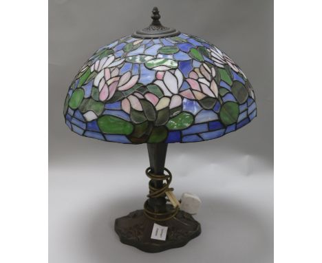 A Tiffany style leaded glass lamp