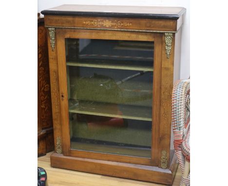 A Victorian walnut inlaid pier cabinet, W.76cm