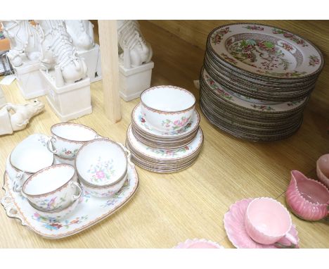 A Coalport Pembroke pattern part tea service and a Copeland Spode Indian Tree pattern part dinner service