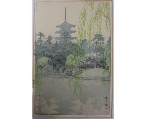 Hiroshi Yoshida (Japan 1876-1950), 'Sarusawa Pond', woodblock print, signed and inscribed in pencil, 37 x 24.5cm