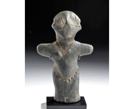 Ancient Central Europe, Vinca culture, ca. 5700 to 4500 BCE. An incredibly ancient anthropomorphic pottery figurine of a stan