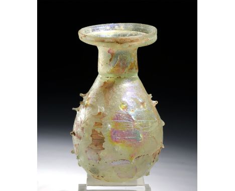 Rome, Imperial Period, ca. 3rd to 4th century CE. A superb ancient Roman sprinkler flask comprised of translucent lemon yello