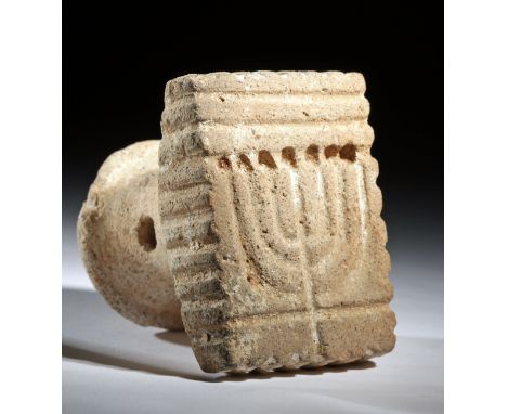 Near East, Holy Land, Judea, ca. 300 CE. A fascinating terracotta stamp - the rectangular face of which is incised with the i