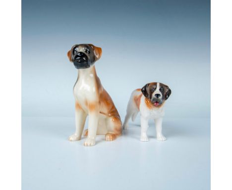 Both of these popular breeds have naturalistic colors and glossy finishes. The Saint Bernard is marked Sylvac and measures 3.