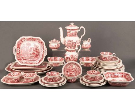 37-tlgs. Speiseservice. Copeland, Spode 20. Jh. Bestehend aus: Sechs große Teller (D=27 cm), vier Beilagenteller (D=17,5 cm),