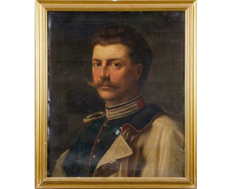 Maler des 19. Jhs. Portrait eines Soldaten. Öl/Lw., gerahmt. 61,5 x 50 cm. (besch.) **
