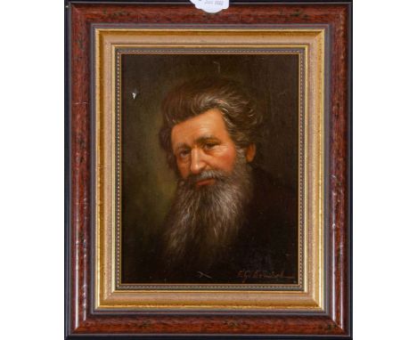 F.G. Daniel (geb. 1927). Portrait eines bärtigen Mannes. Öl/Malkarton, gerahmt, H=18 cm, B=24 cm.