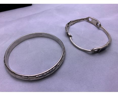 Bangle Marked S and Silver Bracelet 