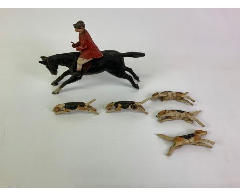 Treen Folk Art Huntsman and Hounds - Some Damages 